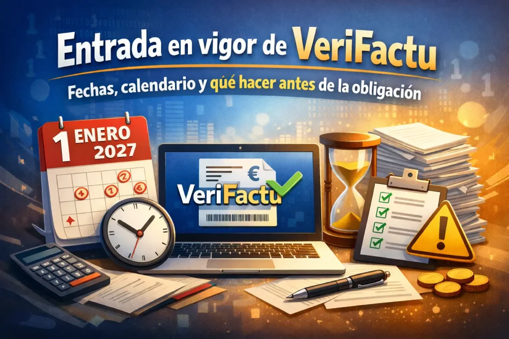 Fechas de entrada en vigor de VeriFactu y calendario 90/60/30 días. Checklist para llegar a tiempo y dejar tu facturación lista, sin estrés, con Vericloud.